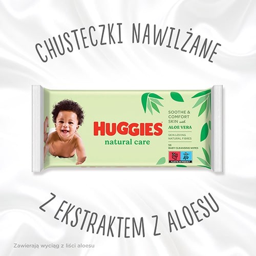 Miniaturka artykułu - #0 HUGGIES Natural Care Chusteczki nawilżane - 56szt.