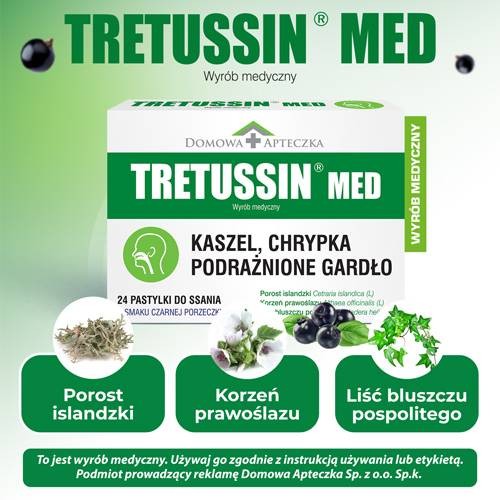 Zdjęcie produktu - 2 DOMOWA APTECZKA Tretussin Med, 24 pastylki 