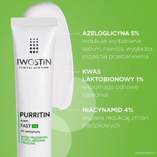 Zdjęcie produktu - 2 Iwostin Purritin FAST AZG Krem na trądzik, 40 ml
