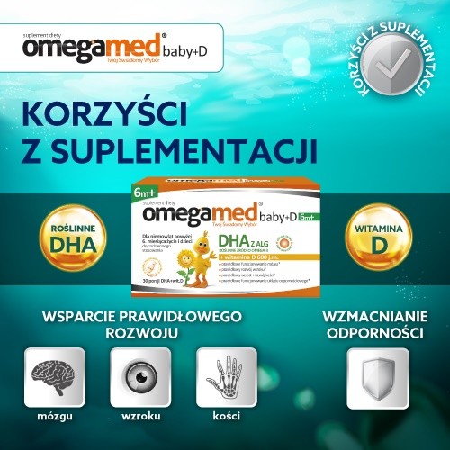 Zdjęcie produktu - 2 Omegamed Baby+D 6m+, 30 kaps. twistoff 