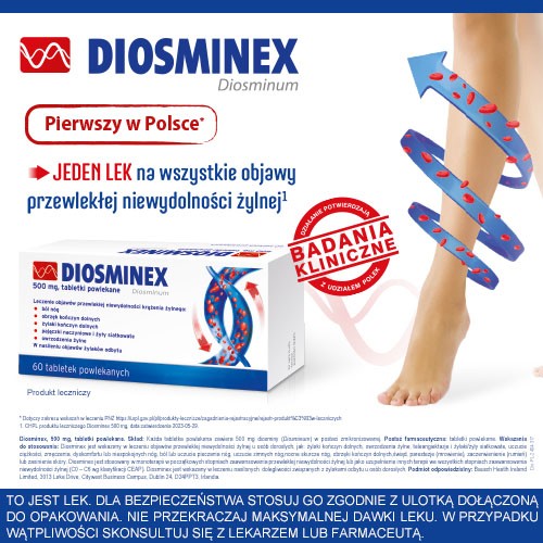 Miniaturka artykułu - #0 Diosminex 500mg, 60tabl. powl.