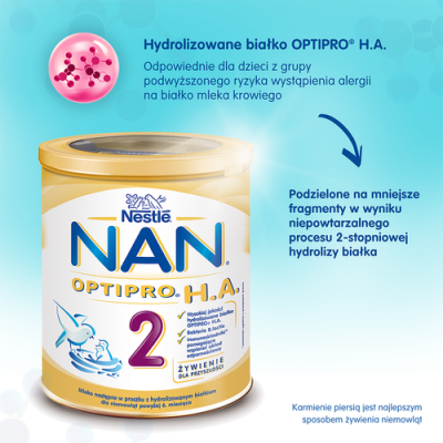 Miniaturka artykułu - #1 NESTLE NAN OPTIPRO HA 2 Mleko modyfikowane dla niemowląt po 6. miesiącu życia, 800g
