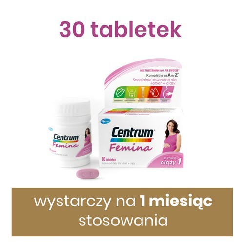 Zdjęcie produktu - 0 Centrum Femina w trakcie ciąży, 30tabletek