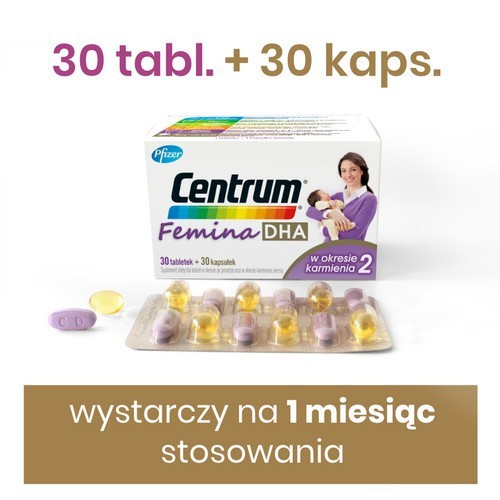 Zdjęcie produktu - 0 Centrum Femina 2 DHA okres karmienia, 30tab. + 30kaps.