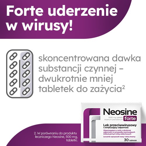Miniaturka artykułu - #1 Neosine Forte 1000 mg, 30 tabletek - Lek przeciwwirusowy i zwiększający odporność