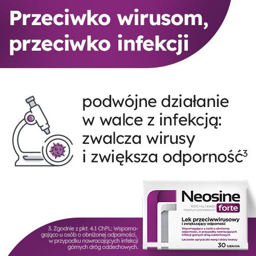 Zdjęcie produktu - 2 Neosine Forte 1000 mg, 30 tabletek - Lek przeciwwirusowy i zwiększający odporność