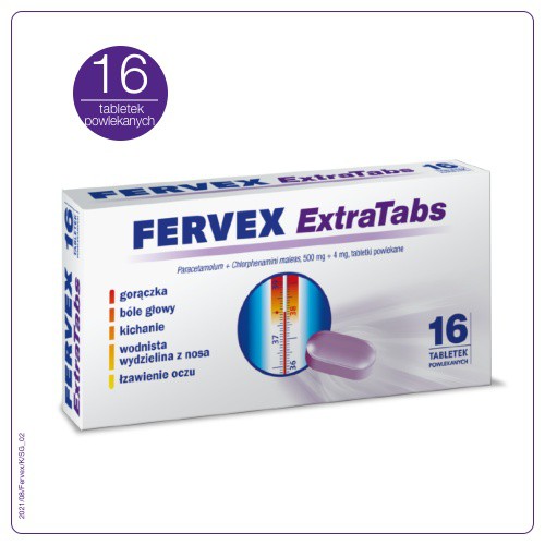 Miniaturka artykułu - #0 Fervex Extra Tabs 0,5g+4mg, 16 tabletek