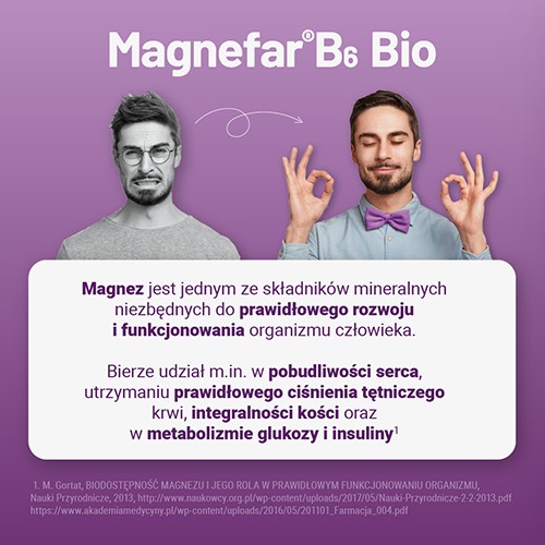 Zdjęcie produktu - 2 Magnefar B6 Bio 60mg + 6.06mg, 50 tabletek