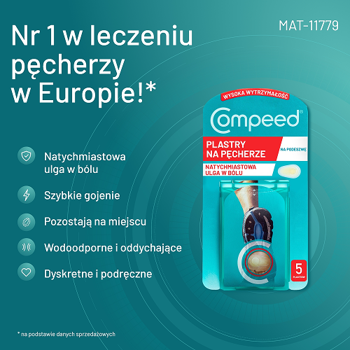 Miniaturka artykułu - #1 Compeed Plastry sportowe na pęcherze na podeszwie, 5 szt.