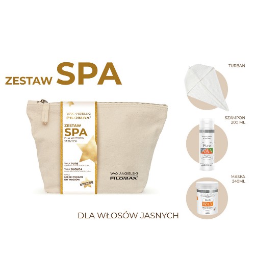 Zdjęcie produktu - 0 WAX PILOMAX Zestaw do włos&oacute;w jasnych, Szampon oczyszczający, 200ml + Maska regenerująca do włos&oacute;w jasnych, 240ml + turban