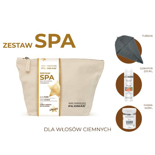 Zdjęcie produktu - 0 WAX PILOMAX Zestaw do włos&oacute;w ciemnych, Szampon oczyszczający, 200ml + Maska regenerująca do włos&oacute;w ciemnych, 480ml + turban