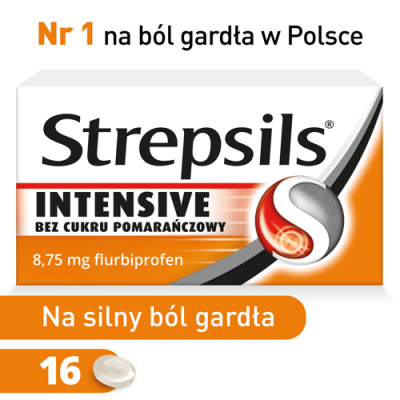 Miniaturka artykułu - #0 Strepsils Intensive bez cukru pomarańczowe, 16 tabletek