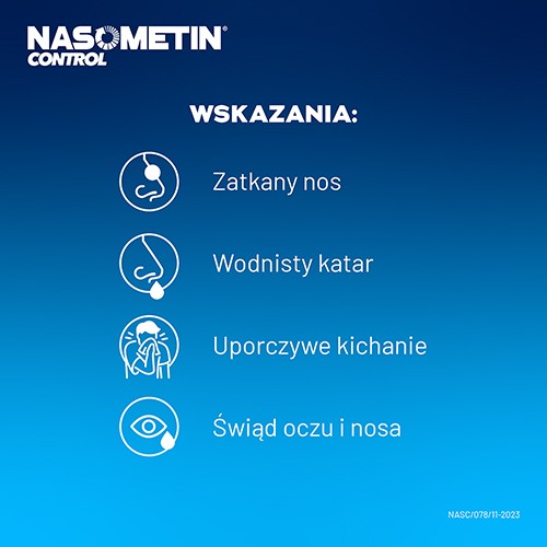 Zdjęcie produktu - 3 Nasometin Control - steryd w postaci aerozolu stosowany w nieżytach nosa, 60dawek