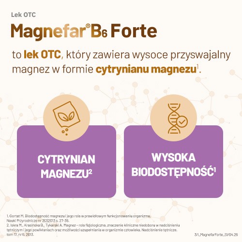 Miniaturka artykułu - #1 Magnefar B6 Forte, Leczy niedobory magnezu, 60 tabl.