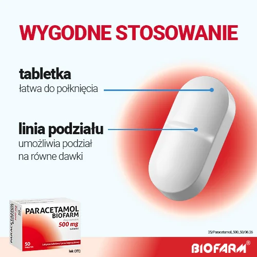#3 – Paracetamol Biofarm 500  mg, 50 tabl.