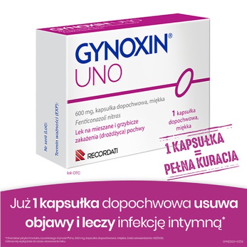 Miniaturka artykułu - #0 Gynoxin UNO 600mg, 1 globulka