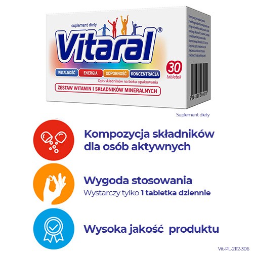 Zdjęcie produktu - 3 Vitaral, 30 tabl. (pojemnik)
