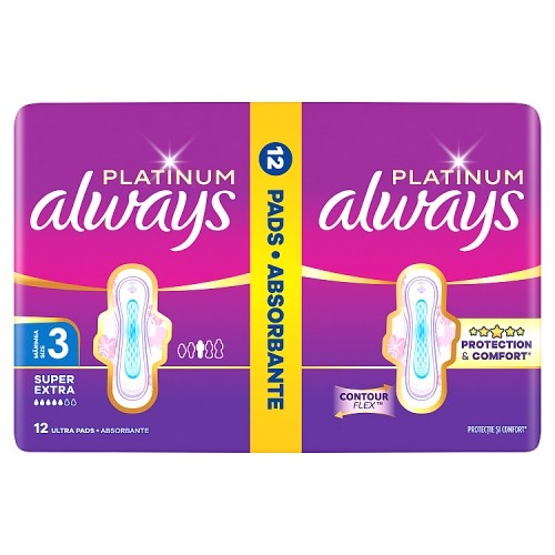 Miniaturka artykułu - #0 Always Platinum Podpaski Super Extra Rozmiar 3, 12 szt.