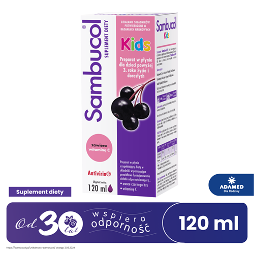 Zdjęcie produktu - 3 Sambucol Kids płyn, 120 ml