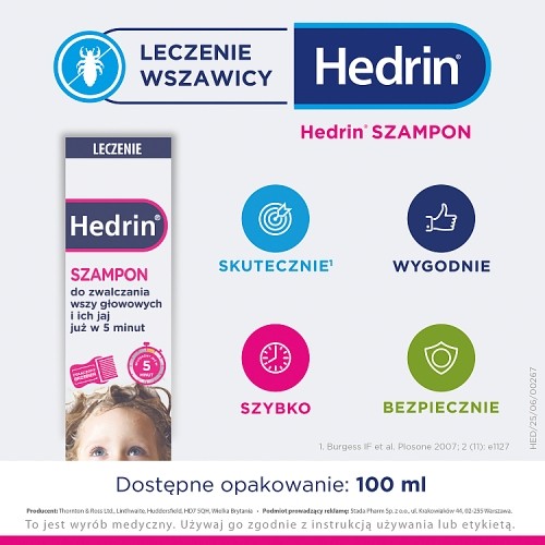 Miniaturka artykułu - #0 Hedrin Szampon, 100 ml