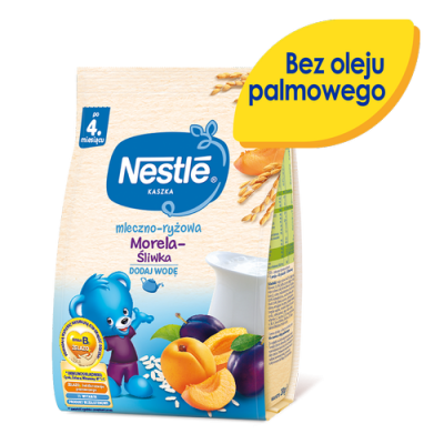Zdjęcie produktu - 0 NESTLE Kaszka mleczno-ryżowa śliwka morela po 4. miesiącu, 230g