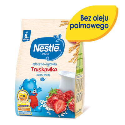 Zdjęcie produktu - 0 NESTLE kaszka mleczno-ryżowa truskawka, 230g