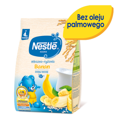Miniaturka artykułu - #0 NESTLE Kaszka mleczno-ryżowa banan po 4. miesiącu, 230g