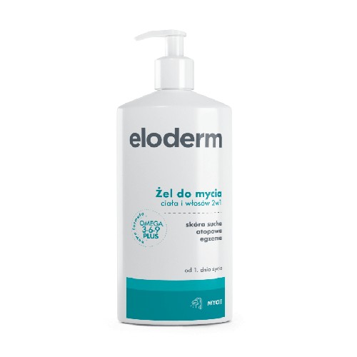 Zdjęcie produktu - 6 ELODERM Żel do mycia ciała i włos&oacute;w 2w1, 400ml