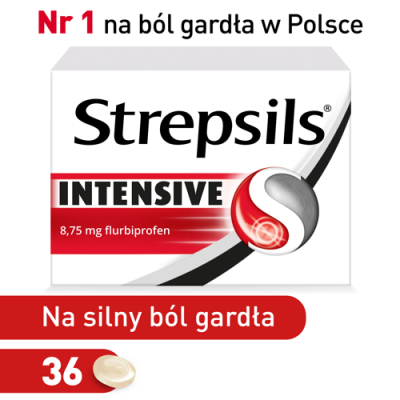 Miniaturka artykułu - #0 STREPSILS Intensive tabletki do ssania o działaniu przeciwzapalnym w leczeniu b&oacute;lu gardła, 36tabl.