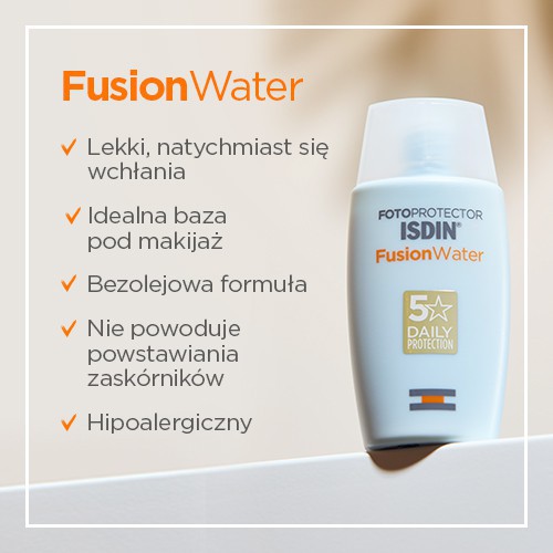 Zdjęcie produktu - 2 FOTOPROTECTOR ISDIN FUSION WATER SPF 50 UVB UVA Krem do twarzy lekki,  50ml