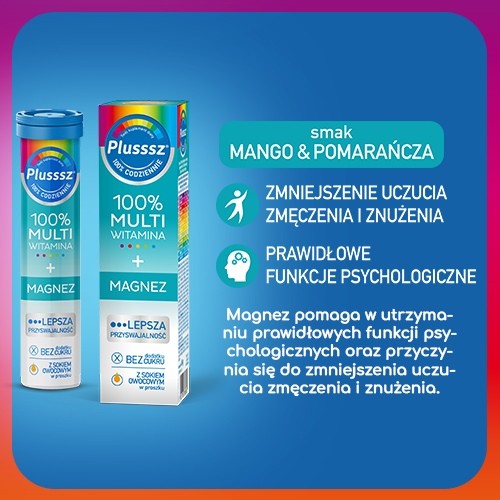 Miniaturka artykułu - #1 Plusssz 100% Multiwitamina + Magnez, 20 tabletek musujących