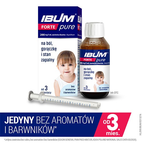 Zdjęcie produktu - 0 IBUM Forte Pure - zawiesina dla dzieci na ból, gorączkę i stan zapalny, 100g