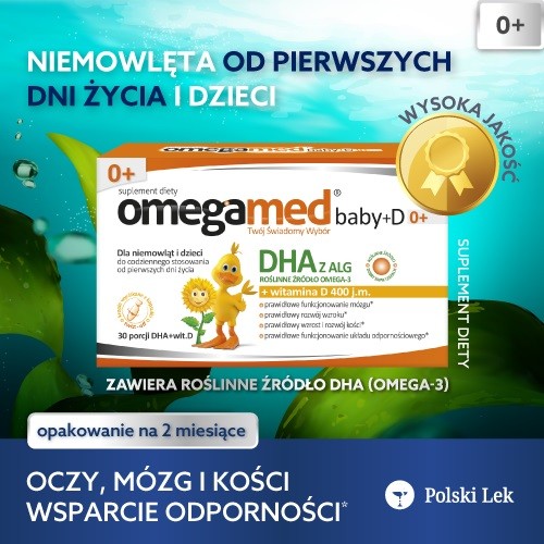 Miniaturka artykułu - #0 Omegamed Baby+D 0+, 30 kaps. twist off