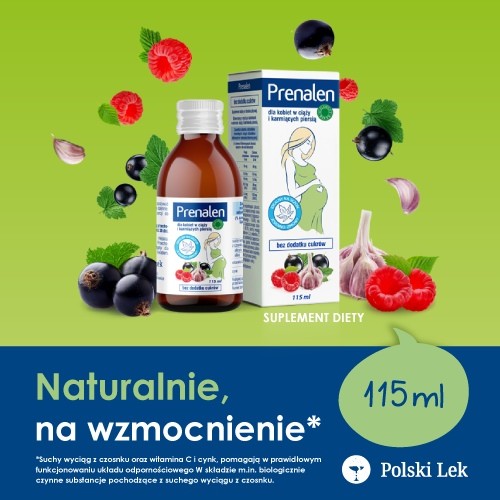 Miniaturka artykułu - #0 PRENALEN Syrop przy przeziębieniu bez cukr&oacute;w - suplement diety dla kobiet w ciąży, 115ml.