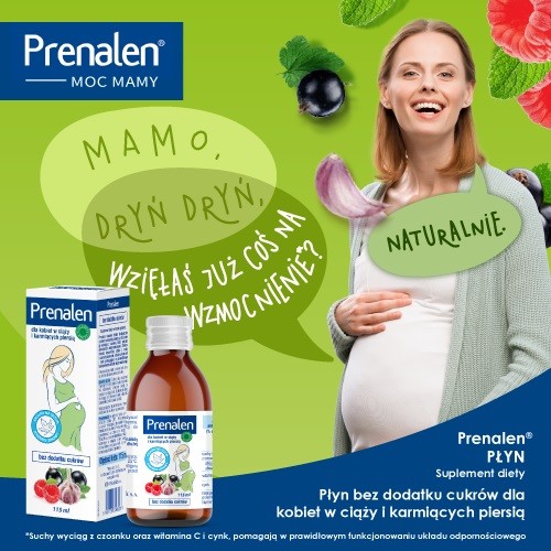 Miniaturka artykułu - #1 PRENALEN Syrop przy przeziębieniu bez cukr&oacute;w - suplement diety dla kobiet w ciąży, 115ml.