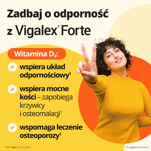 Miniaturka artykułu - #1 BIOFARM Vigalex Forte, Lek z witaminą D3 2000j.m., 60 tabletek