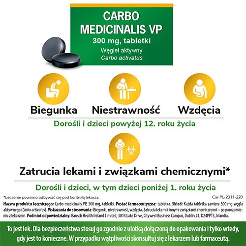 Miniaturka artykułu - #1 Carbo medicinalis VP 300mg Węgiel aktywny, 20tabl.