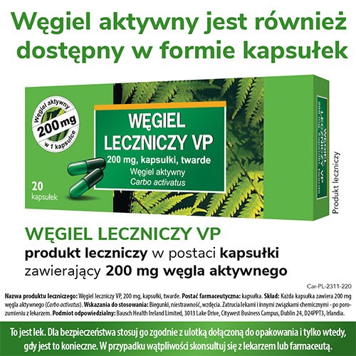 Zdjęcie produktu - 4 Carbo medicinalis VP 300mg Węgiel aktywny, 20tabl.