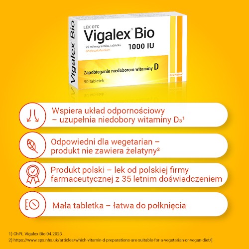 Zdjęcie produktu - 2 BIOFARM Vigalex Bio, 90 tabletek niedob&oacute;r witaminy D