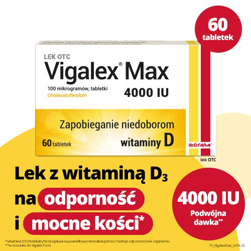 Miniaturka artykułu - #0 BIOFARM Vigalex Max 4000 j.m., 60 tabletek