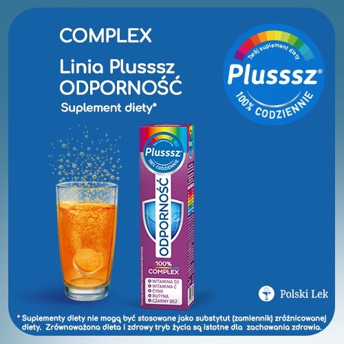 Miniaturka artykułu - #0 Plusssz Odporność 100% Complex, 20 tabletek musujących