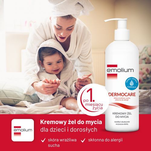 Miniaturka artykułu - #0 EMOLIUM Dermocare Kremowy Żel do mycia Nowa formuła, 400ml