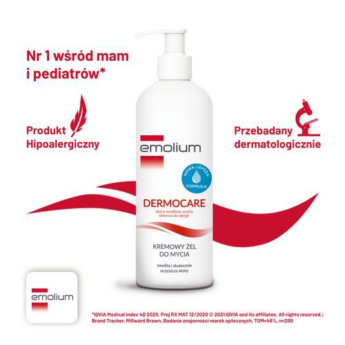 Zdjęcie produktu - 3 EMOLIUM Dermocare Kremowy Żel do mycia Nowa formuła, 400ml