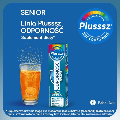 Miniaturka artykułu - #0 Plusssz Odporność Senior, witaminy i minerały, 20 tabl.musujace 