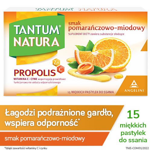 Miniaturka artykułu - #0 Tantum Natura smak pomarańczowo-miodowy, 15pastylek