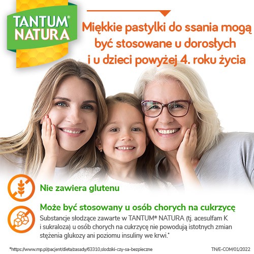 Zdjęcie produktu - 3 Tantum Natura smak pomarańczowo-miodowy, 15pastylek
