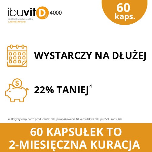 Zdjęcie produktu - 4 Ibuvit D3 4000 IU, 60 kapsułek