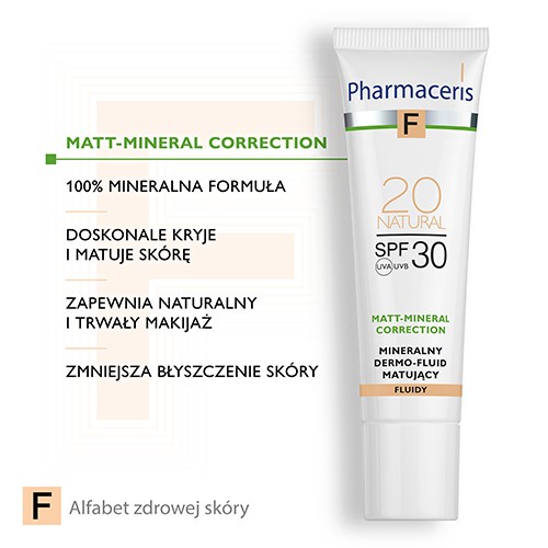 Zdjęcie produktu - 2 PHARMACERIS F Mineralny dermo-fluid matujący SPF30 - 20 Natural, 30ml 
