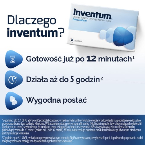 Zdjęcie produktu - 3 Inventum 25 mg, 8 tabletek do rozgryzania i żucia
