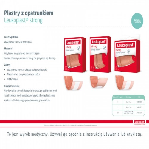 Zdjęcie produktu - 3 Leukoplast Strong Plaster z opatrunkiem 6cm x 1m, 1szt.